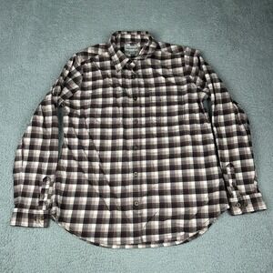 Carhartt Flannel Shirt Womens Large 14/16 Rugged Flex Hamilton Plaid Brown Beige